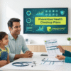 “Indian family consulting a doctor about Preventive Health Checkup Plans at an OPD clinic, with SwasthOPD branding and medical reports displayed.”