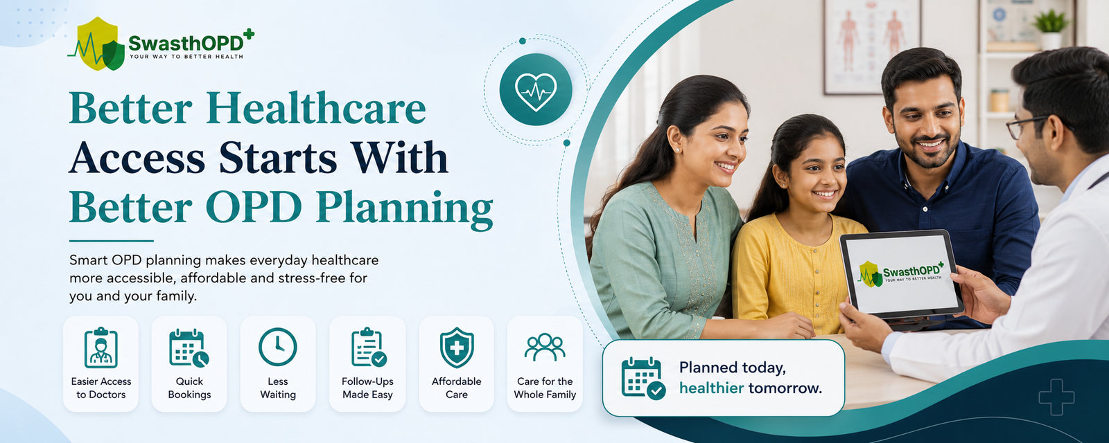 Indian family discussing better OPD planning with a doctor.