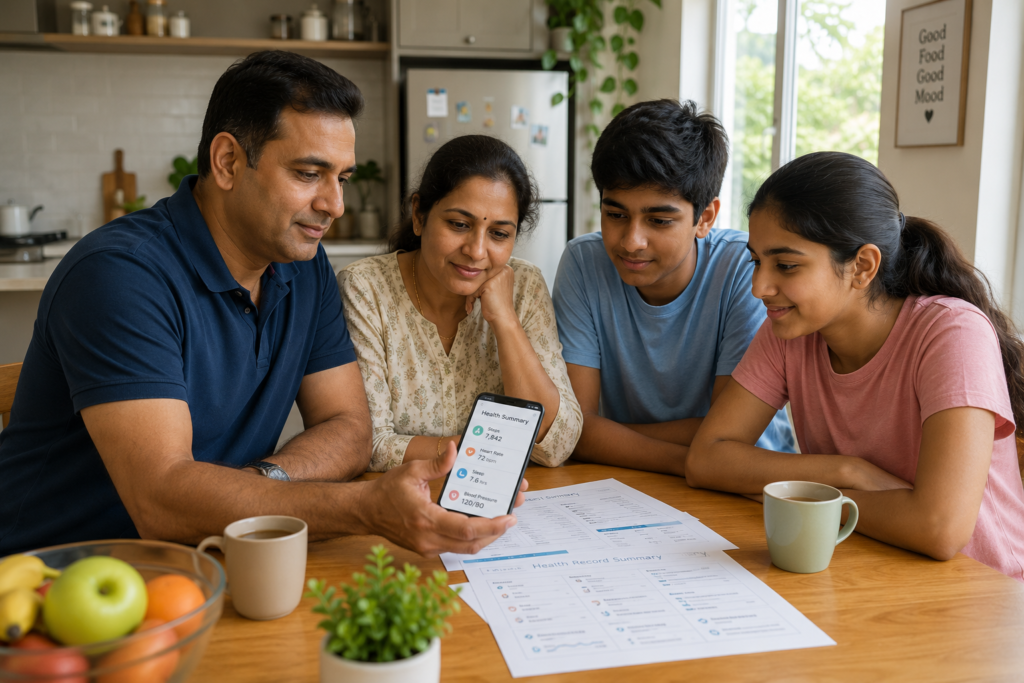 Family healthcare planning checklist reviewed at home