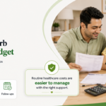 Indian family reviewing medical bills and routine healthcare expenses together at home.